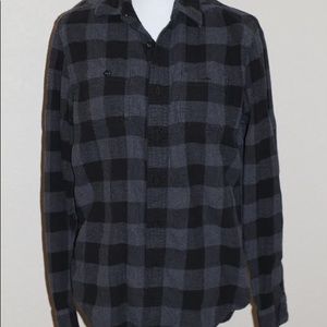 American Eagle Flannel Black & Grey Button Up